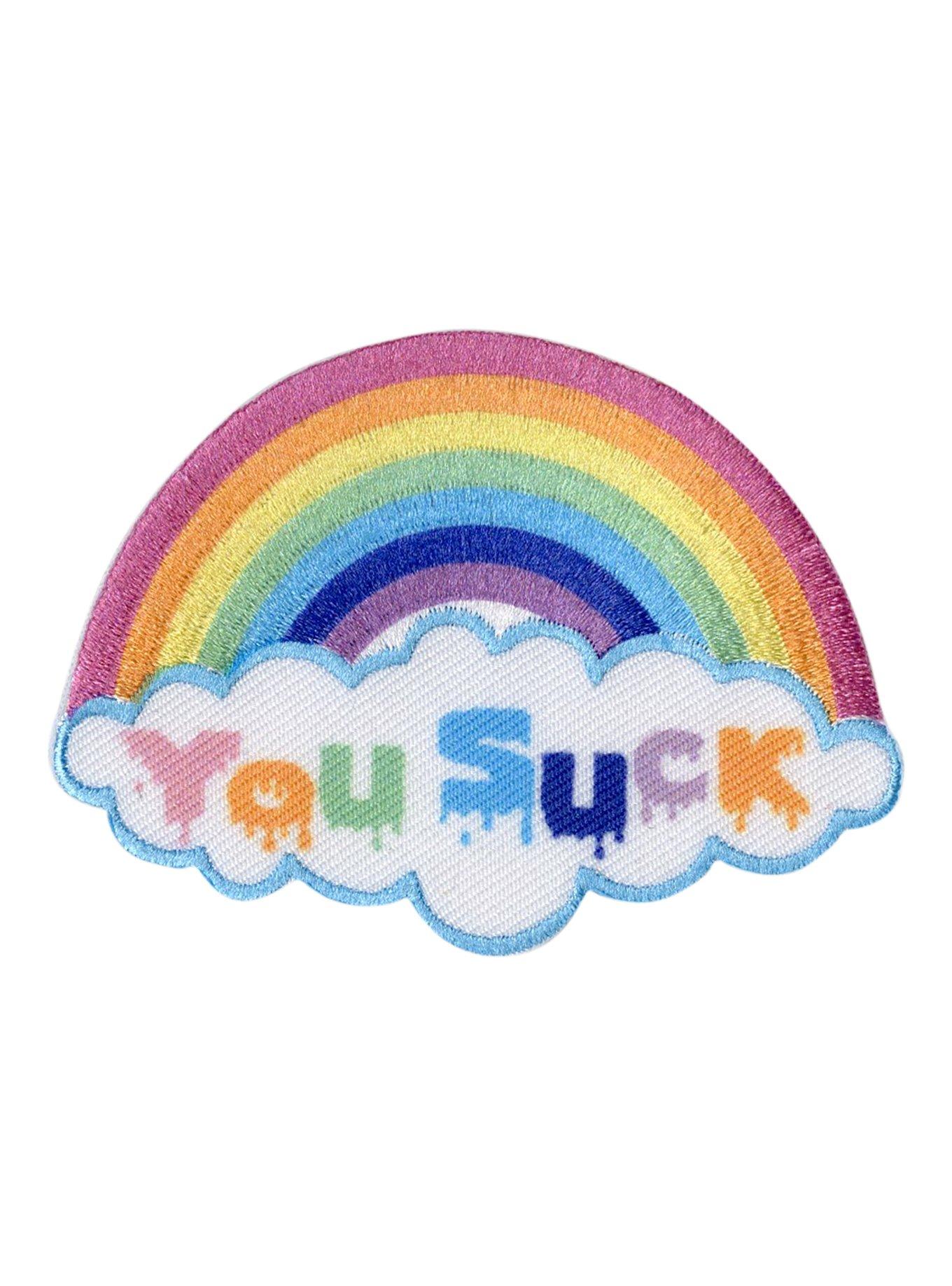 You Suck Rainbow Iron-On Patch, , hi-res