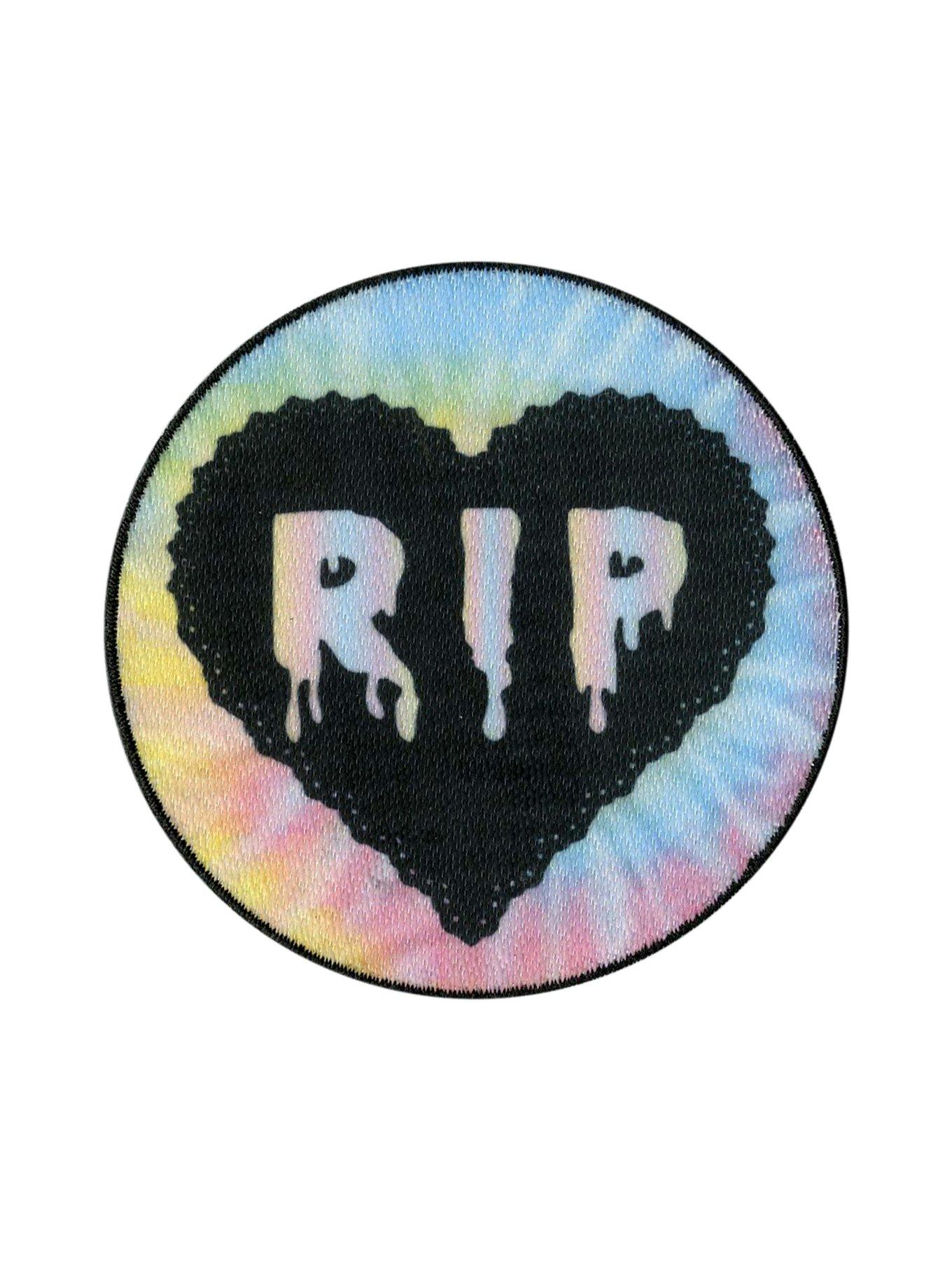 RIP Tie Dye Heart Iron-On Patch, , hi-res