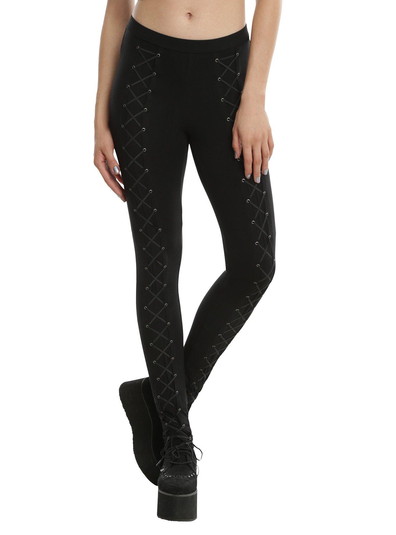 Blackheart Lace-Up Leggings, BLACK, hi-res