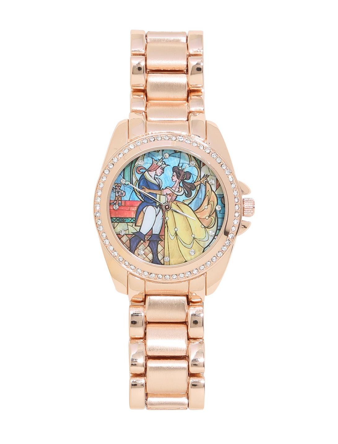 Disney Beauty And The Beast Stained Glass Rose Gold Watch, , hi-res