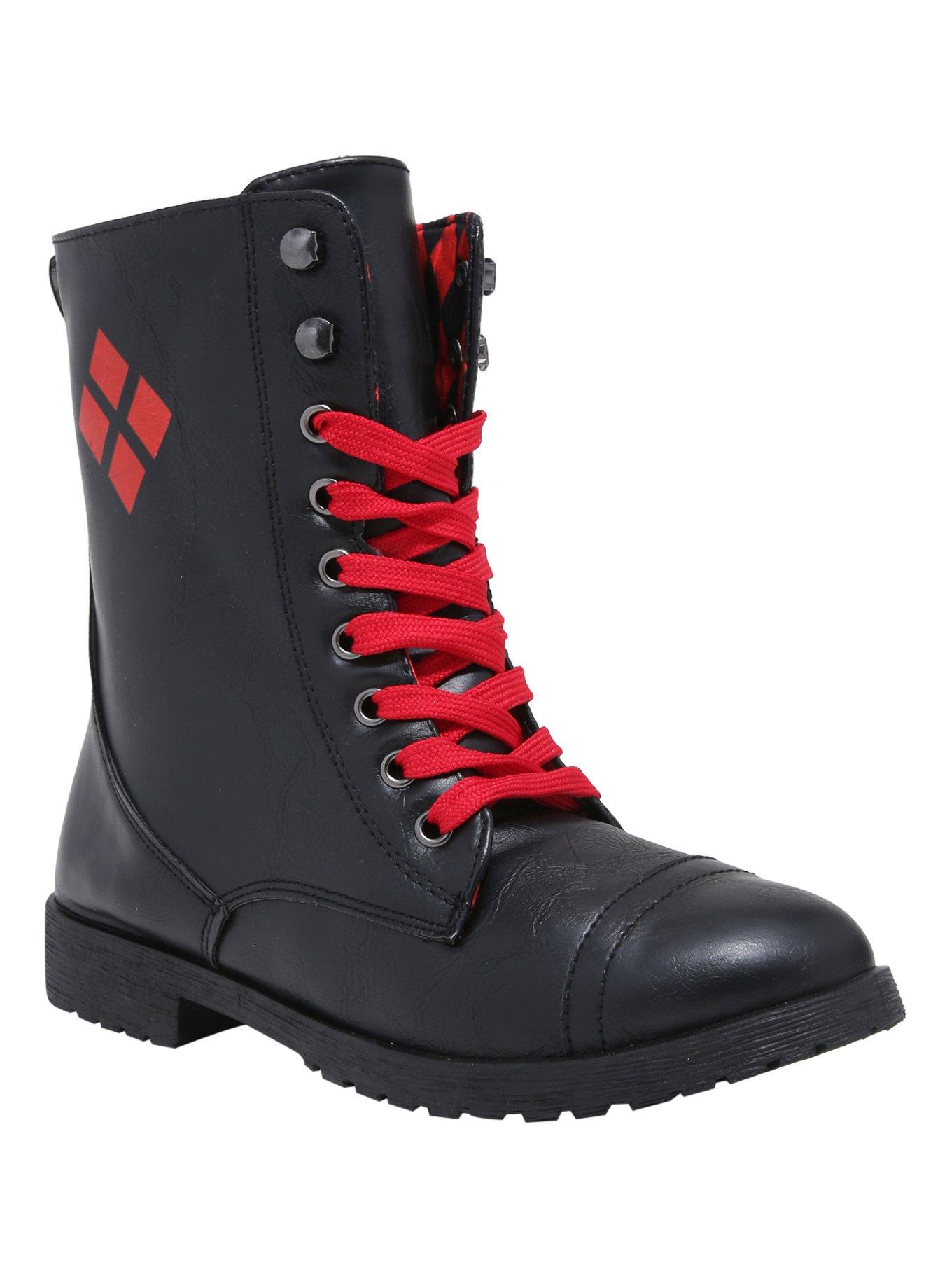 DC Comics Harley Quinn Combat Boots, BLACK, hi-res