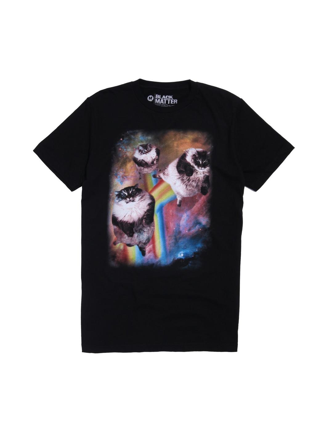 Rainbow Space Cat T-Shirt, BLACK, hi-res