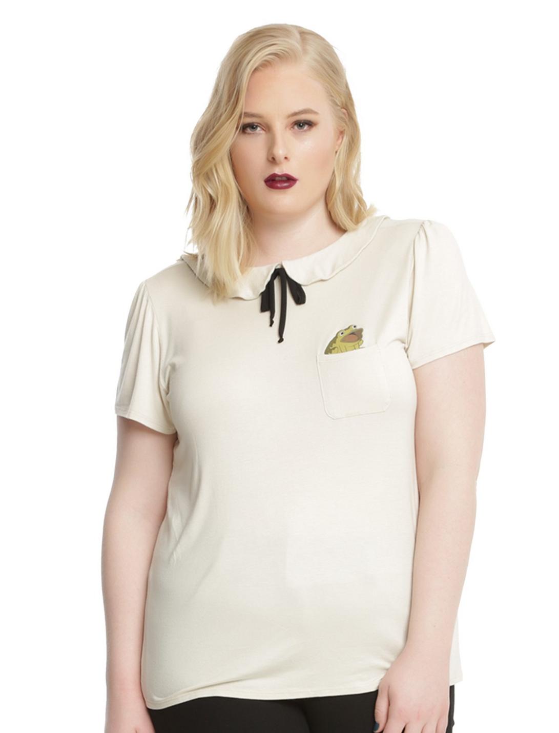 Plus Size Over The Garden Wall Greg Frog Pocket Girls Top Plus Size, IVORY, hi-res
