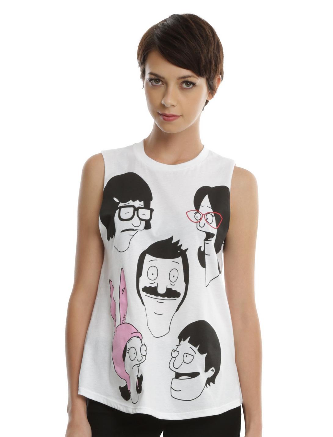 Bob's Burgers Faces Girls Muscle Top, WHITE, hi-res