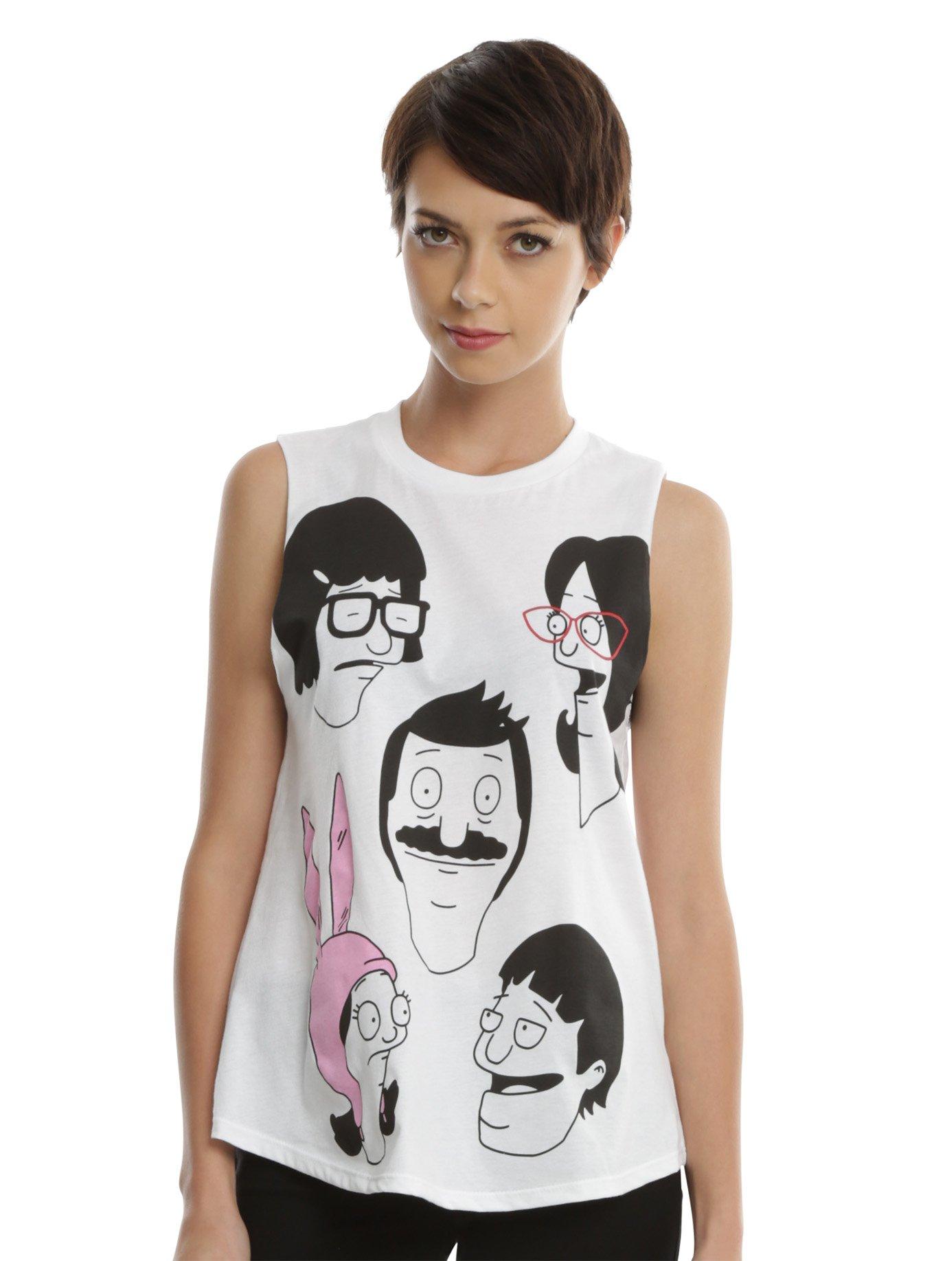 Bob's Burgers Faces Girls Muscle Top, WHITE, hi-res