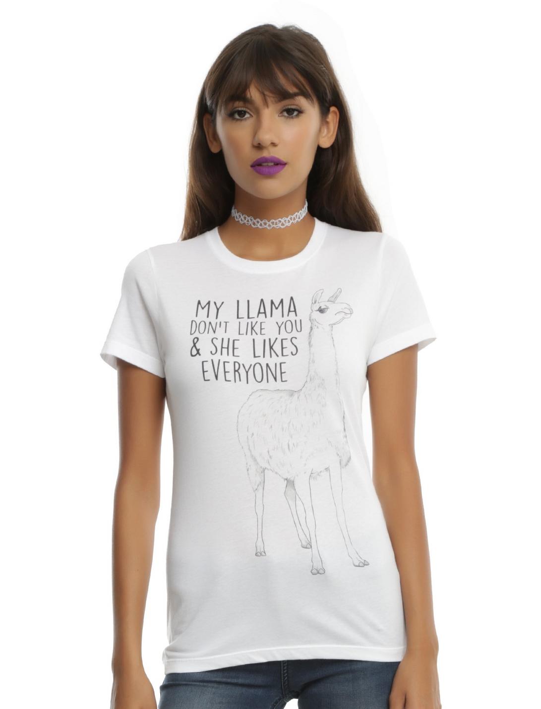 Llama Don't Like You Girls T-Shirt, WHITE, hi-res