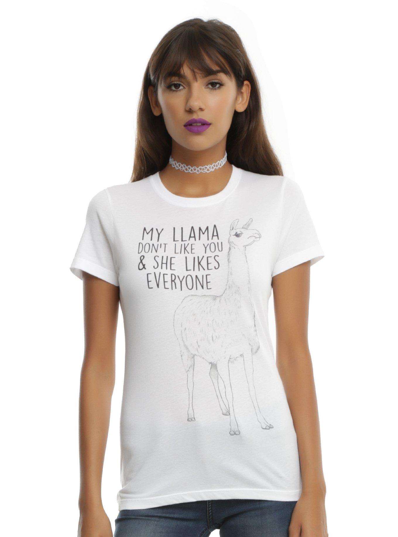 Llama Don't Like You Girls T-Shirt, WHITE, hi-res