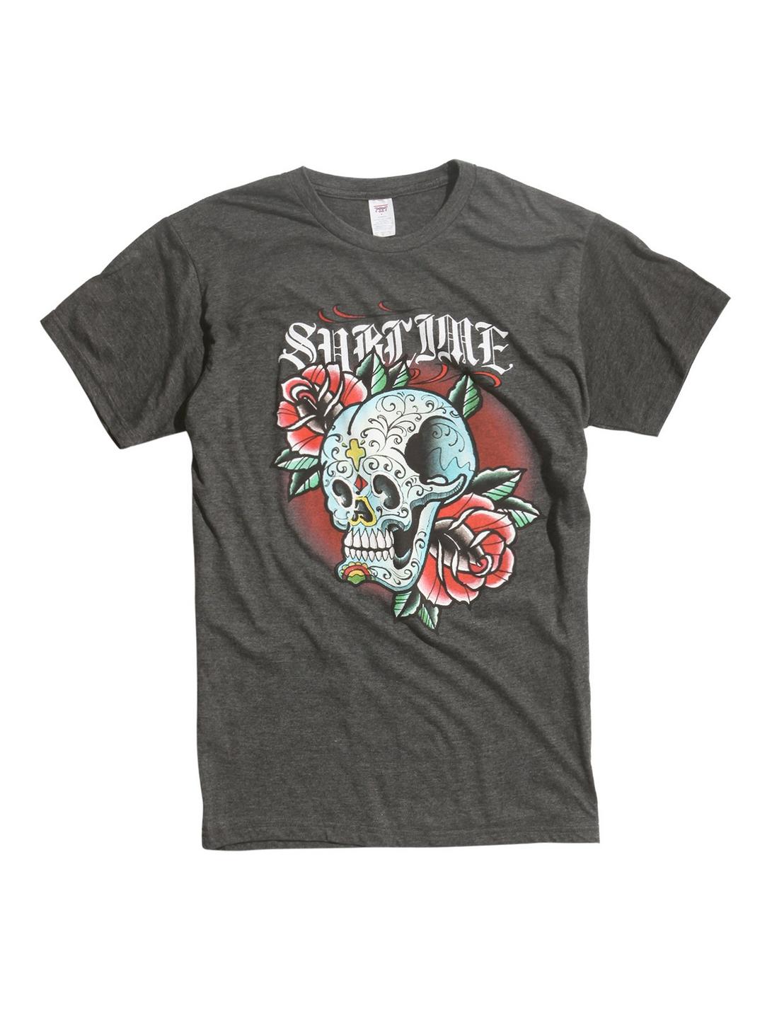 Sublime Sugar Skull Logo T-Shirt, CHARCOAL HEATHER, hi-res
