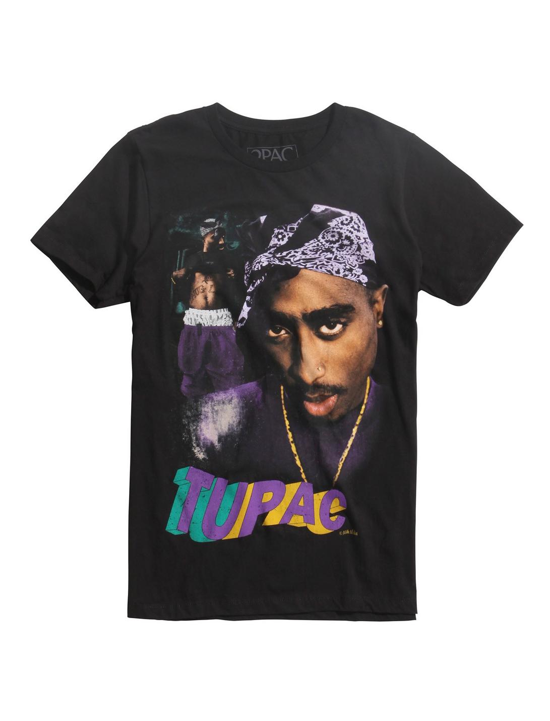Tupac Portrait Photo T-Shirt, BLACK, hi-res