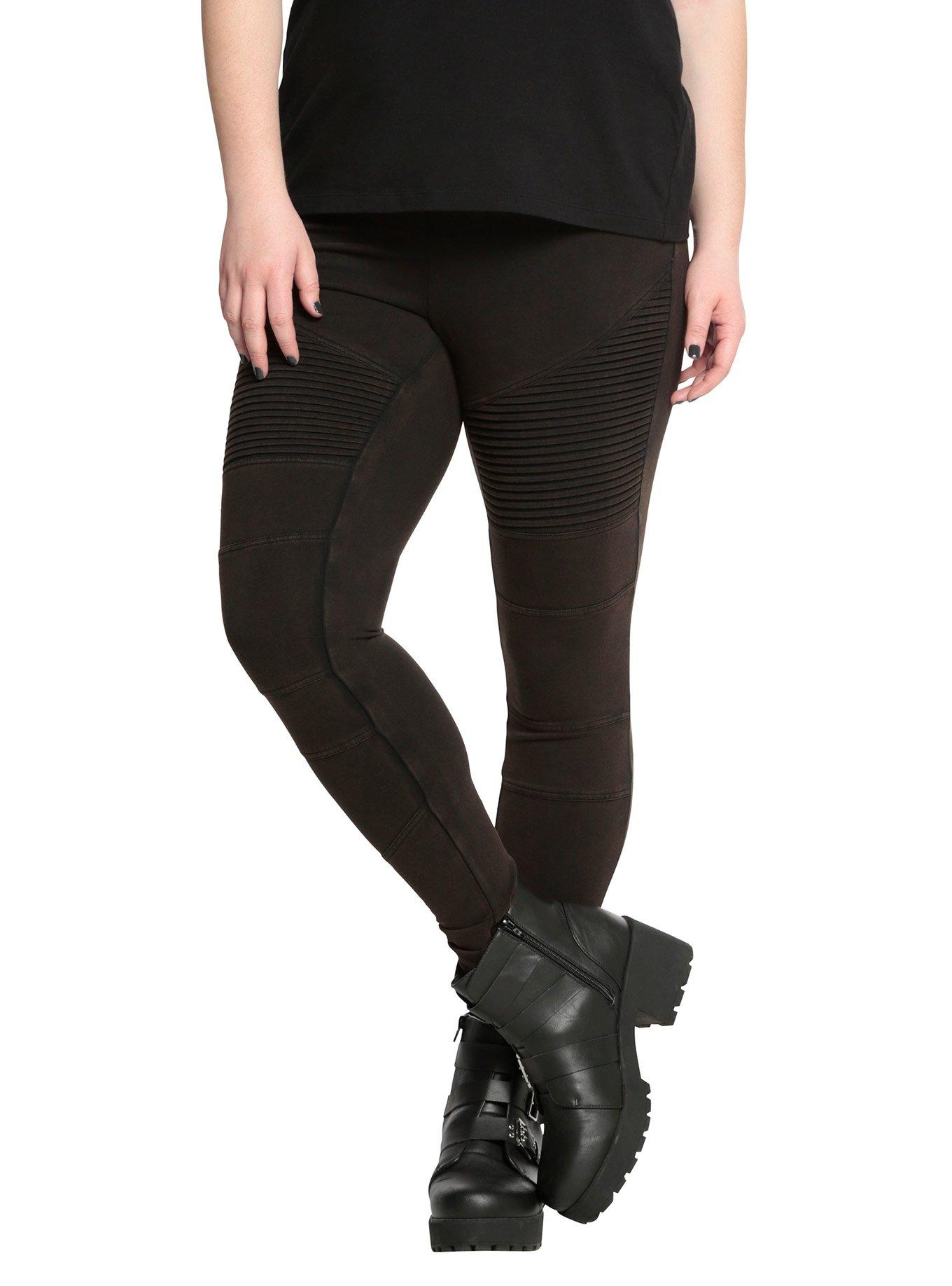 Blackheart Black Moto Leggings Plus Size, GREY, hi-res