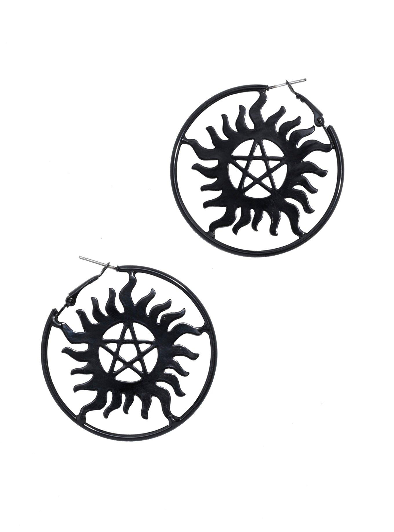 Supernatural Anti-Possession Symbol Hoop Earrings, , hi-res