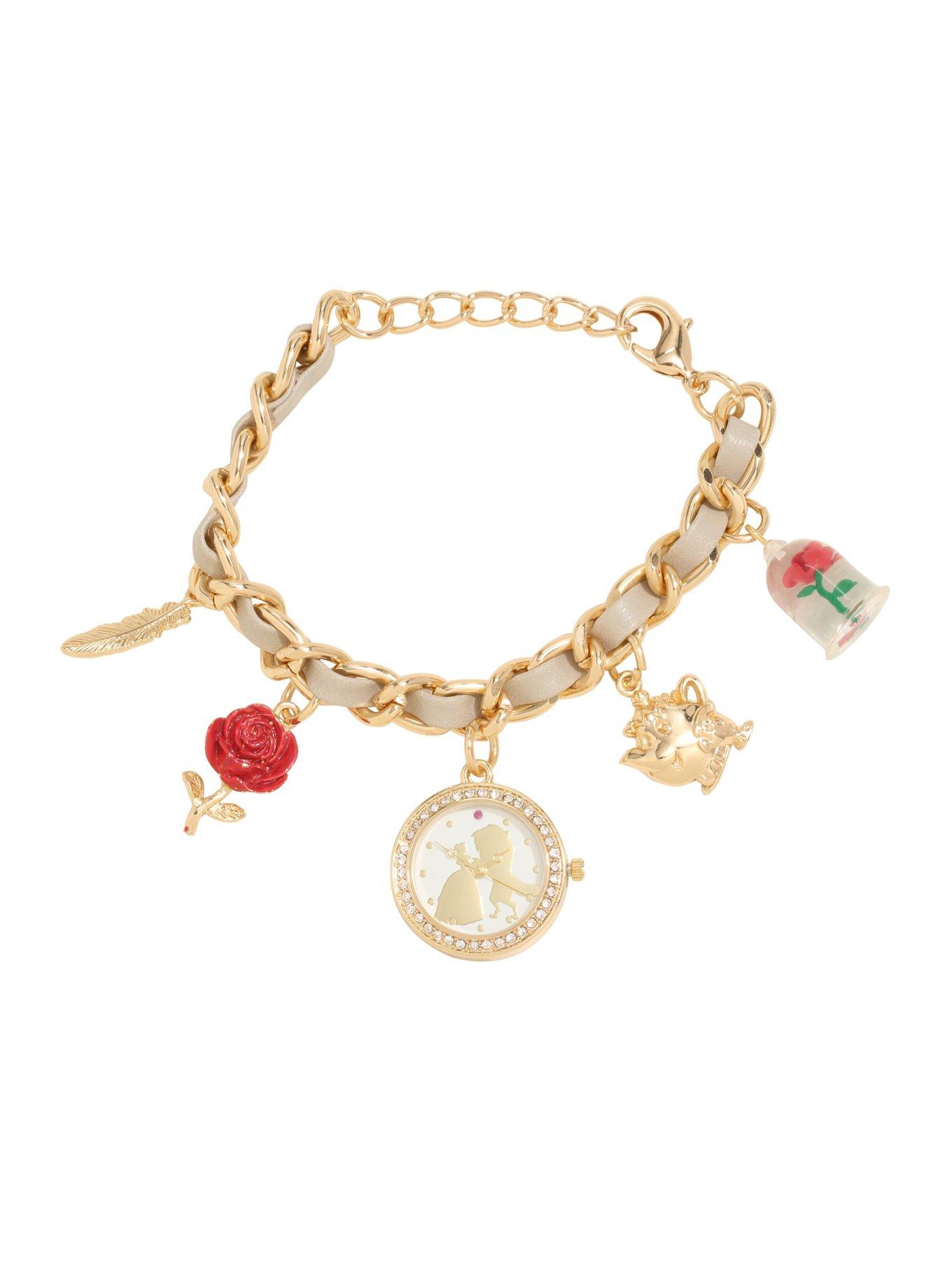 Disney Beauty And The Beast Charm Bracelet Watch, , hi-res