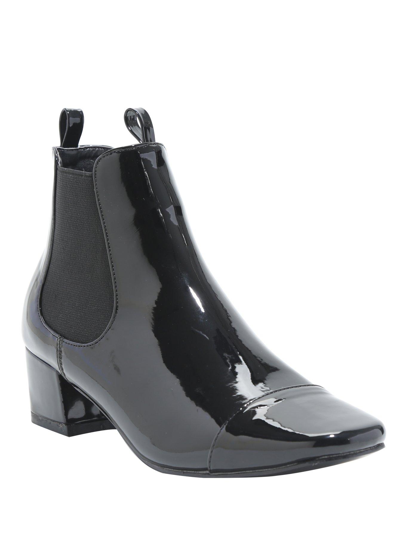 Black Patent Ankle Booties, BLACK, hi-res view 1