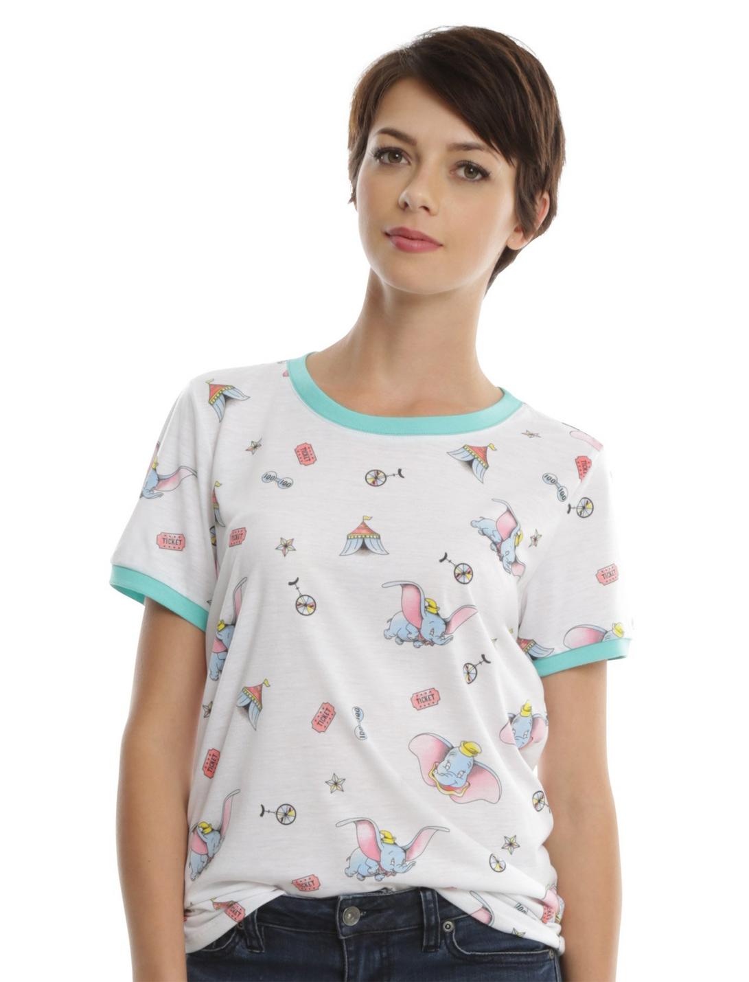 Disney Dumbo Circus Print Girls Ringer T-Shirt, WHITE, hi-res