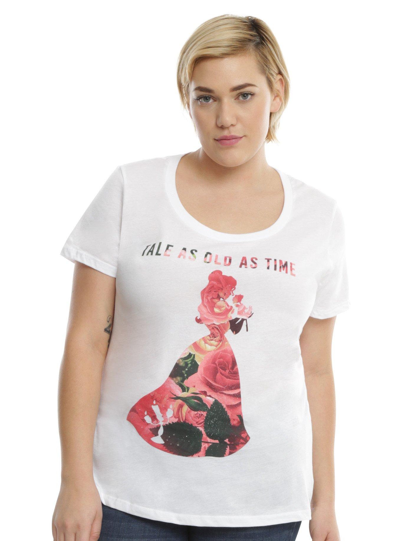 Disney Beauty And The Beast Silhouette Girls T-Shirt Plus Size, WHITE, hi-res