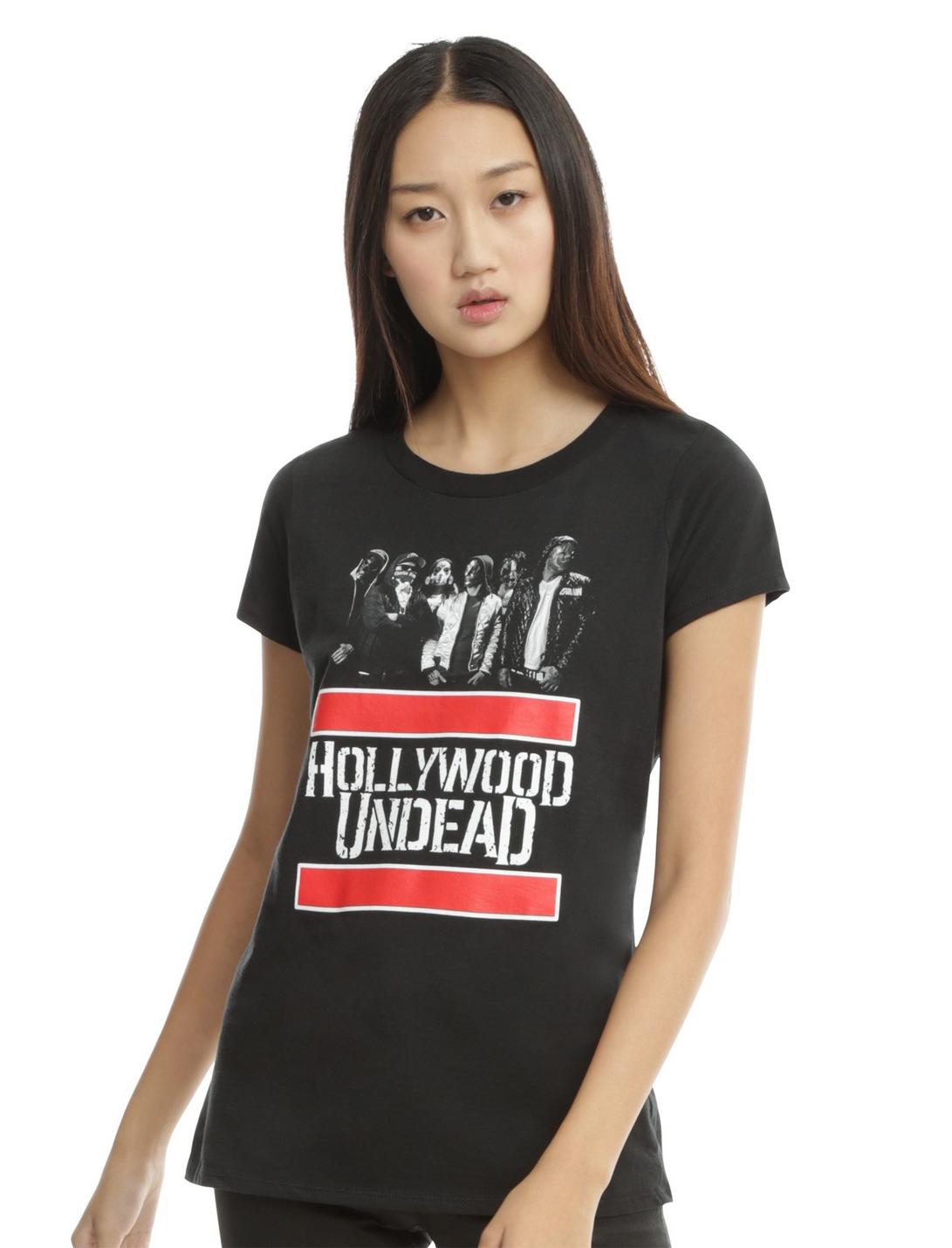 Hollywood Undead Group Logo Girls T-Shirt, BLACK, hi-res