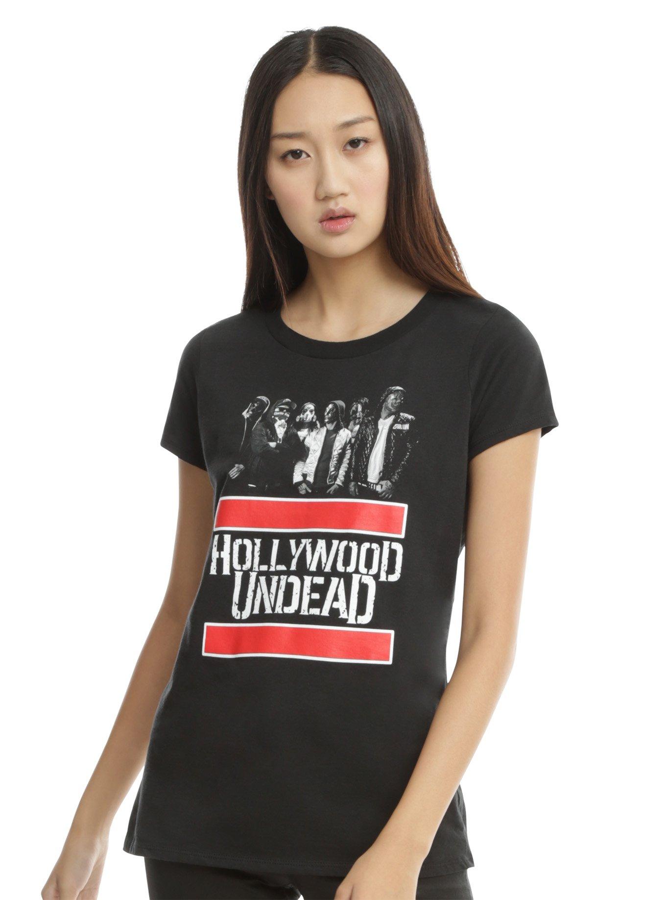 Hollywood Undead Group Logo Girls T-Shirt, BLACK, hi-res