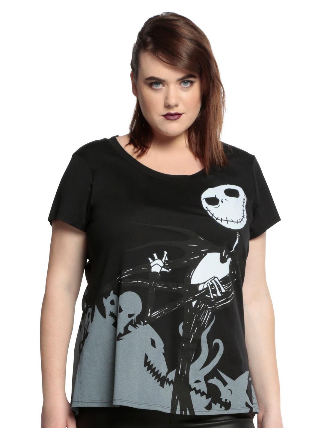The Nightmare Before Christmas Jack & Sally Front & Back Girls T-Shirt Plus Size, BLACK, hi-res