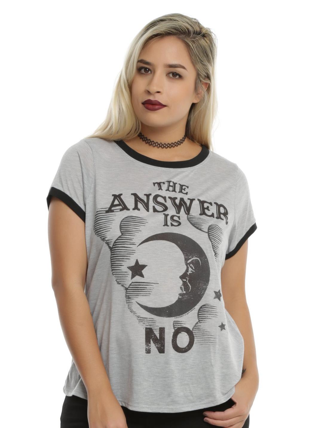 Ouija The Answer Is No Girls Ringer T-Shirt Plus Size, HEATHER GREY, hi-res