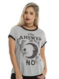 Ouija The Answer Is No Girls Ringer T-Shirt Plus Size, HEATHER GREY, hi-res