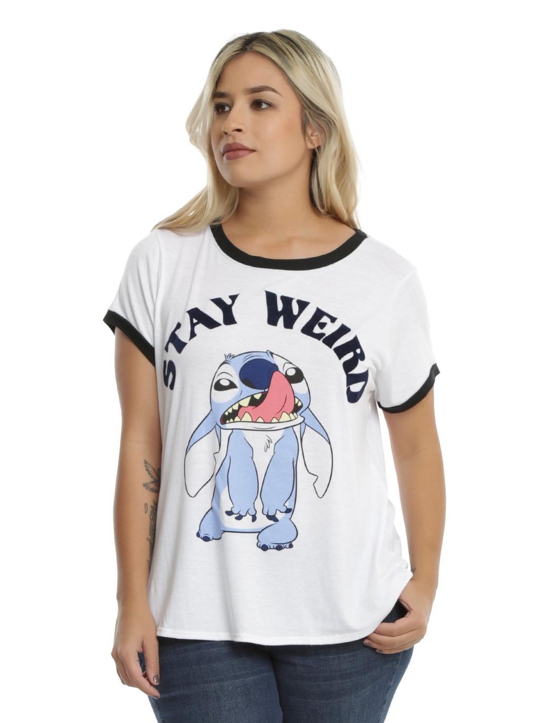 Disney Lilo & Stitch Stay Weird Girls Ringer T-Shirt Plus Size, WHITE, hi-res