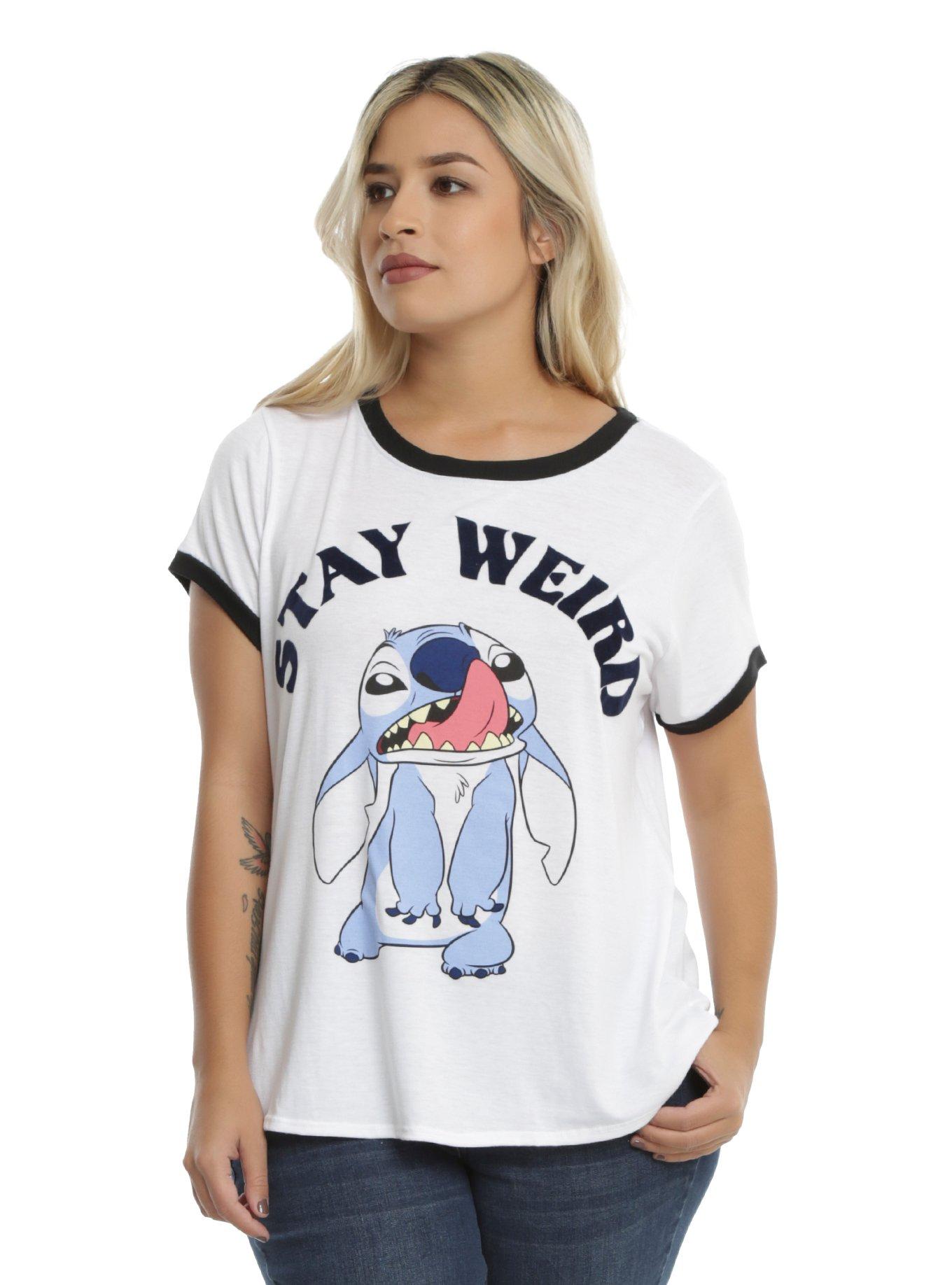 Disney Lilo & Stitch Stay Weird Girls Ringer T-Shirt Plus Size, WHITE, hi-res
