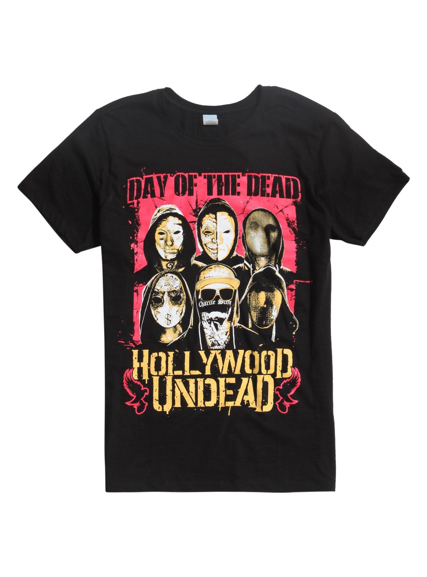Hollywood Undead Day Of The Dead Group T-Shirt, BLACK, hi-res