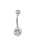 14G Steel Clear Basic CZ Navel Barbell, , hi-res