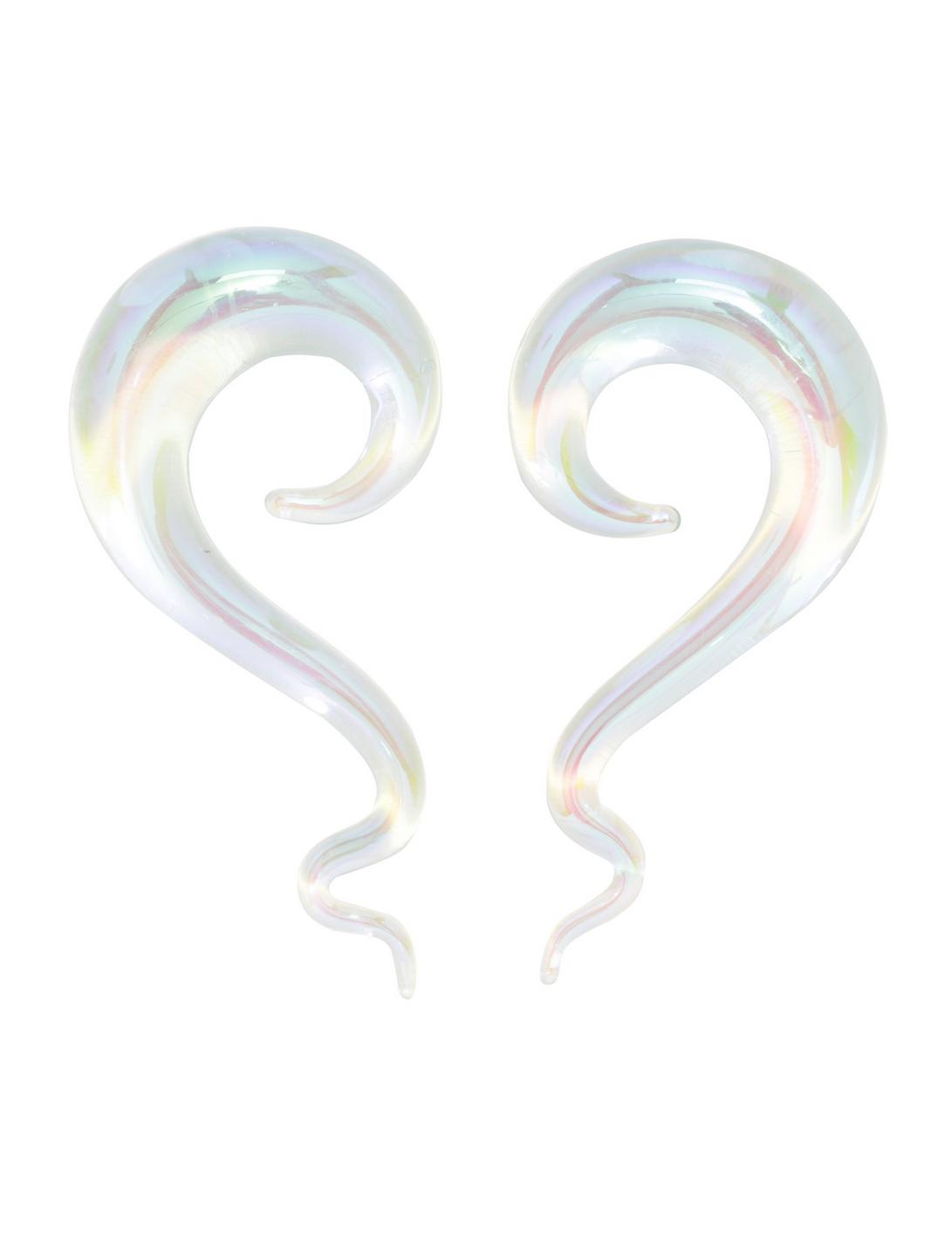 Glass Iridescent Hook Spiral Pincher 2 Pack, MULTI, hi-res