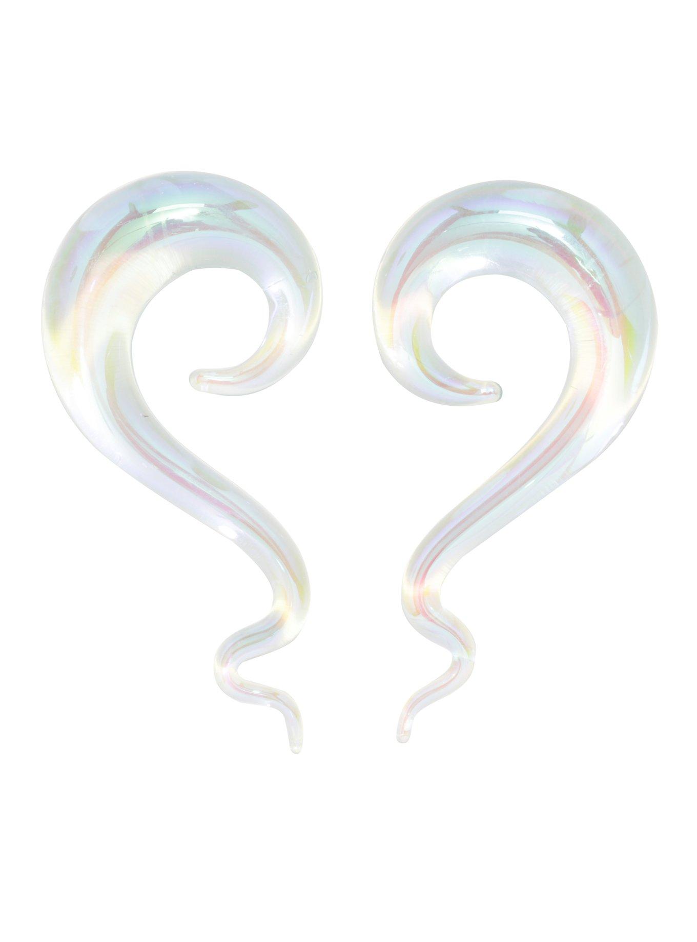 Glass Iridescent Hook Spiral Pincher 2 Pack, MULTI, hi-res