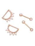 14G Steel Rose Gold White Opal Nipple Barbell & Clicker 4 Pack, , hi-res