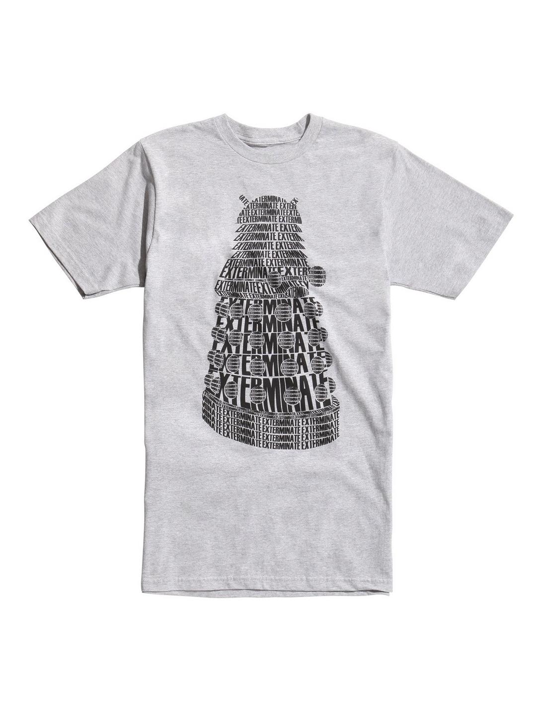 Doctor Who Dalek Exterminate Word Fill T-Shirt, GREY, hi-res