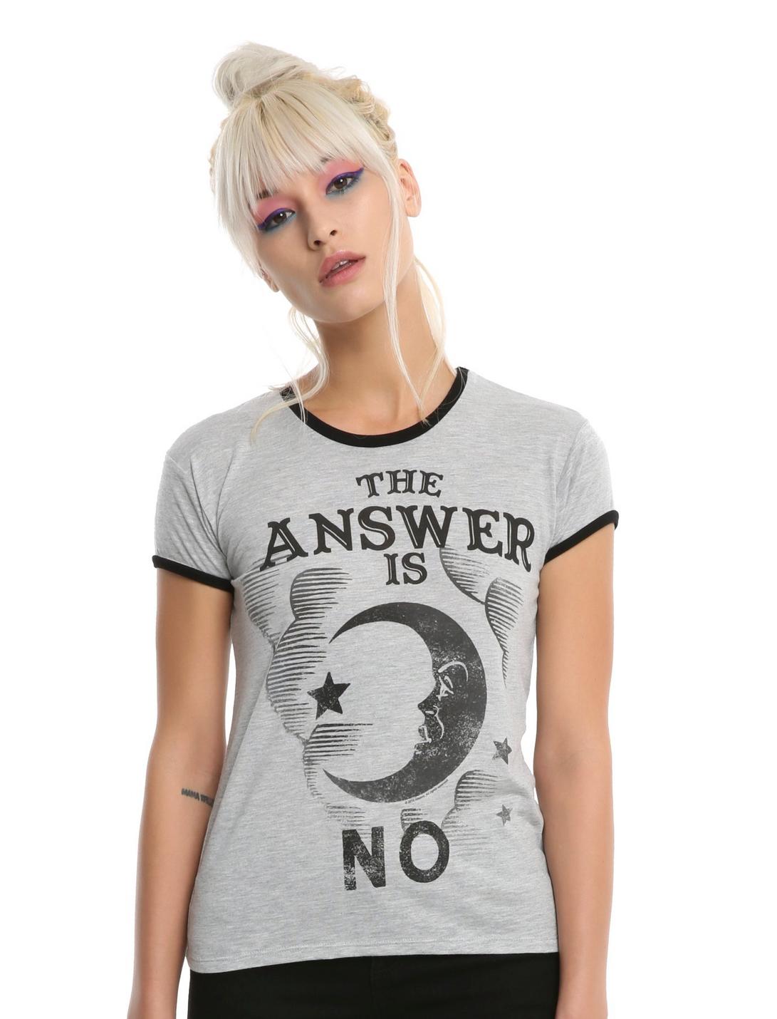 Ouija Answer Is No Girls Ringer T-Shirt, HEATHER GREY, hi-res