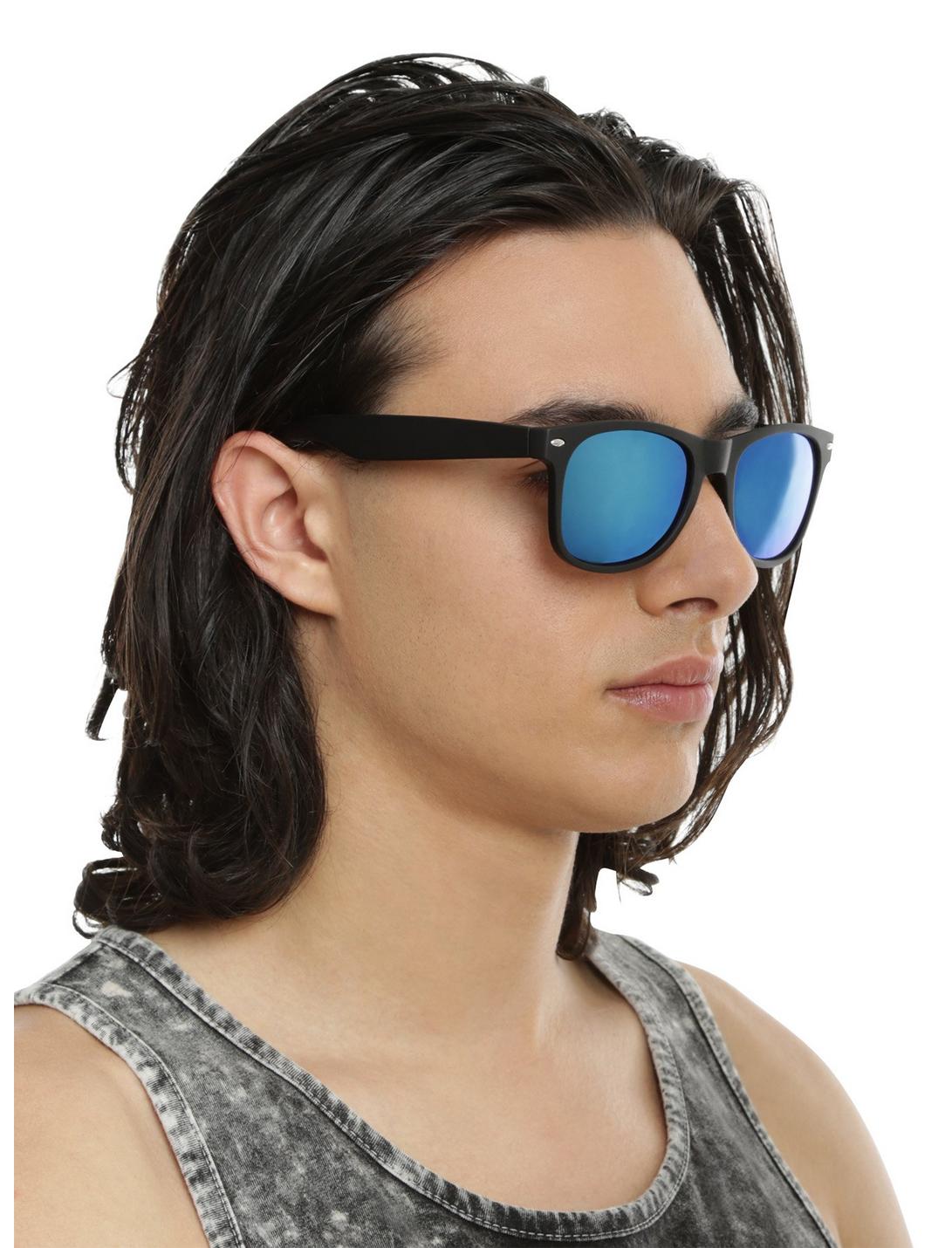 Matte Black Sky Blue Revo Lens Sunglasses, , hi-res