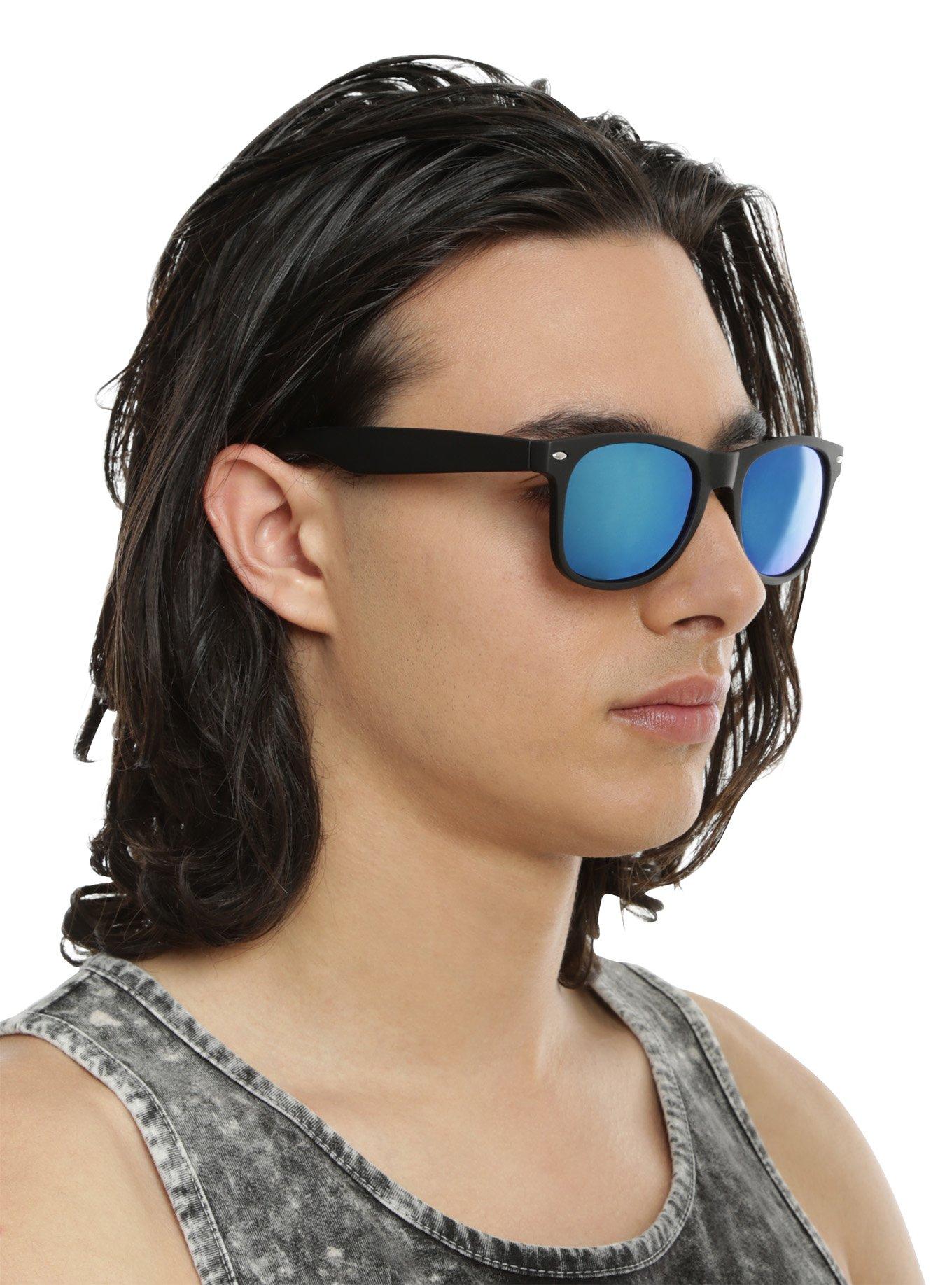 Matte Black Sky Blue Revo Lens Sunglasses, , hi-res