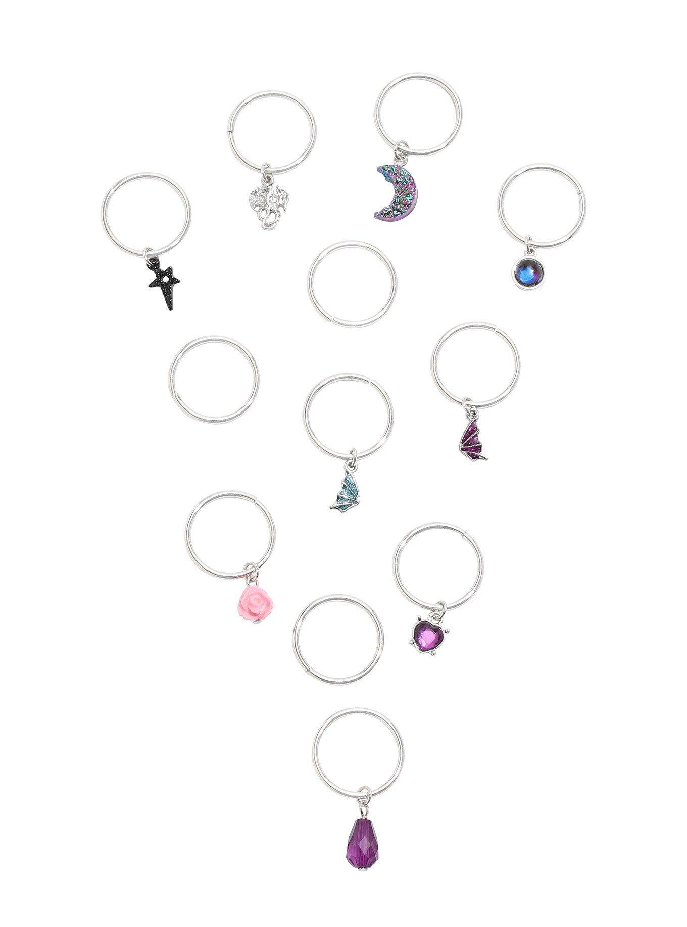 Blackheart Whimsical Charm Hair Rings | Hot Topic