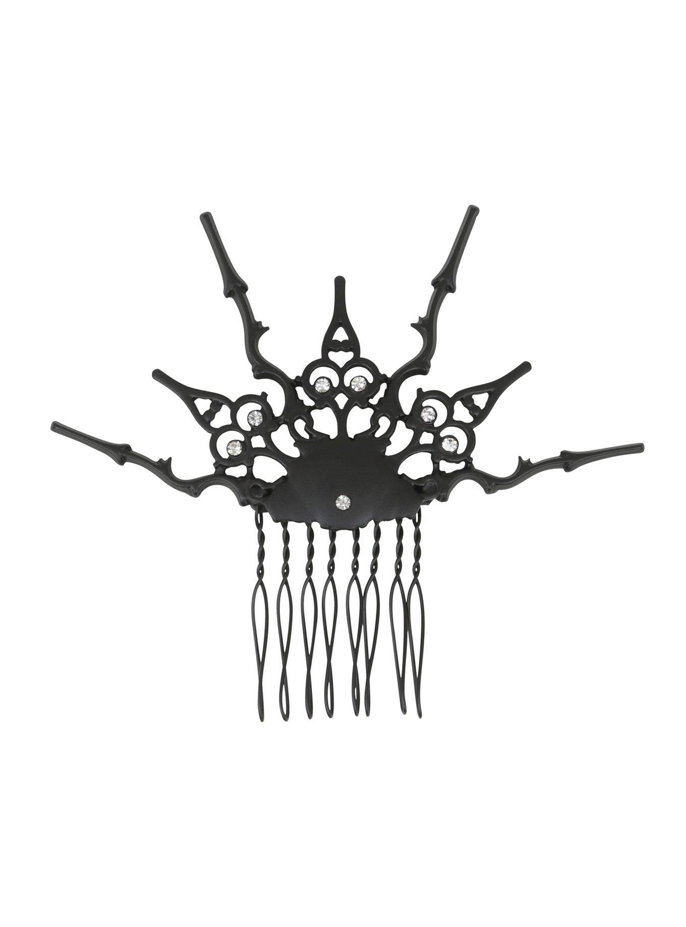 Blackheart Black Goth Hair Comb, , hi-res