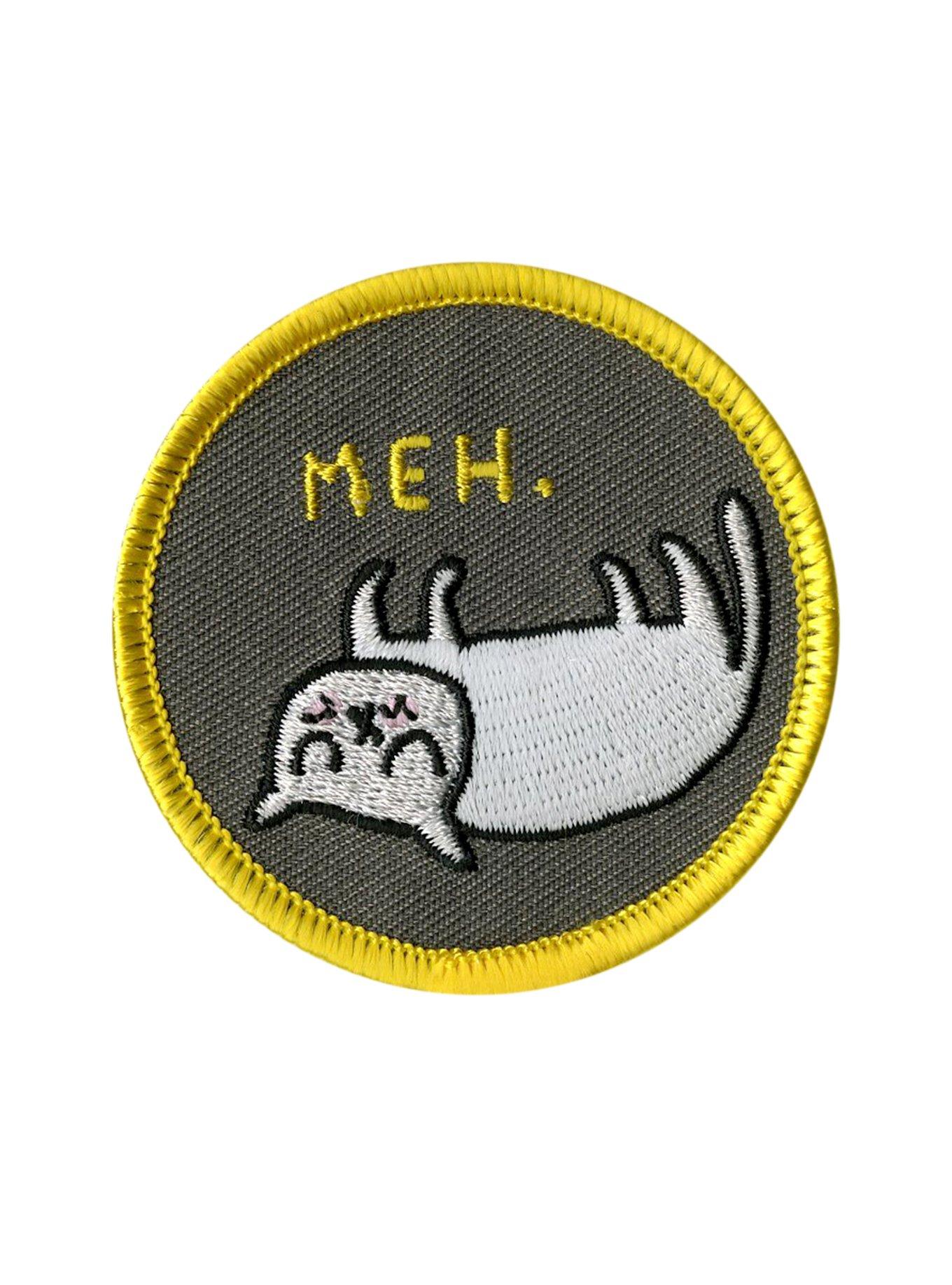 Badge Bomb Meh Cat Iron-On Patch, , hi-res