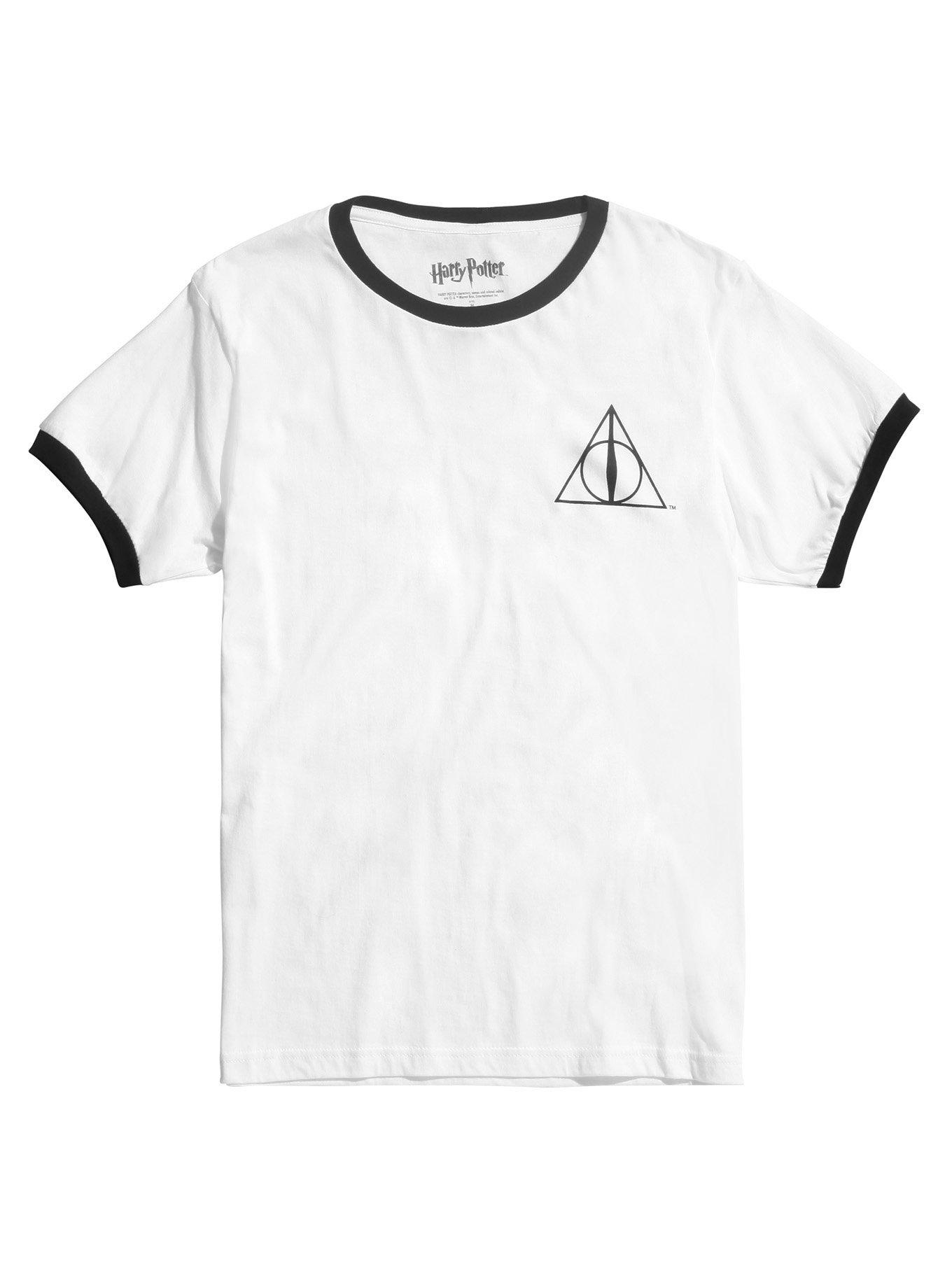 Harry Potter Deathly Hallows Ringer T-Shirt, BLACK, hi-res