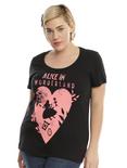 Disney Alice In Wonderland Silhouette Heart Girls T-Shirt Plus Size, BLACK, hi-res