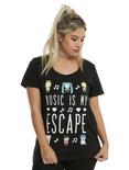 Hatsune Miku Music Is My Escape Girls T-Shirt Plus Size, BLACK, hi-res