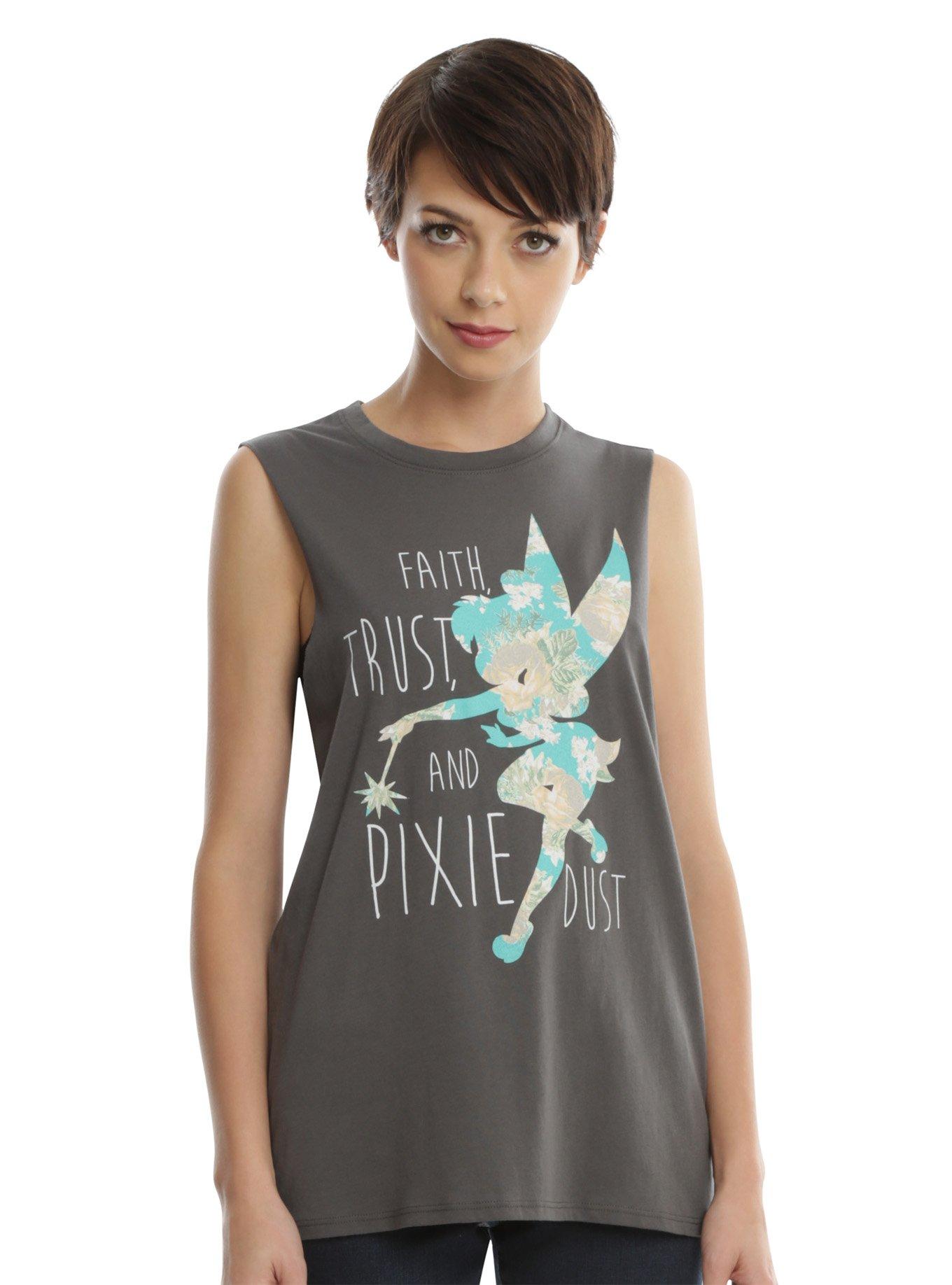 Disney Peter Pan Tinker Bell Faith Trust Pixie Dust Girls Muscle Top, BLACK, hi-res