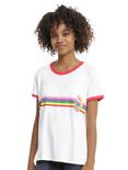 Adventure Time Lady Rainicorn Rainbow Girls Ringer T-Shirt, WHITE, hi-res