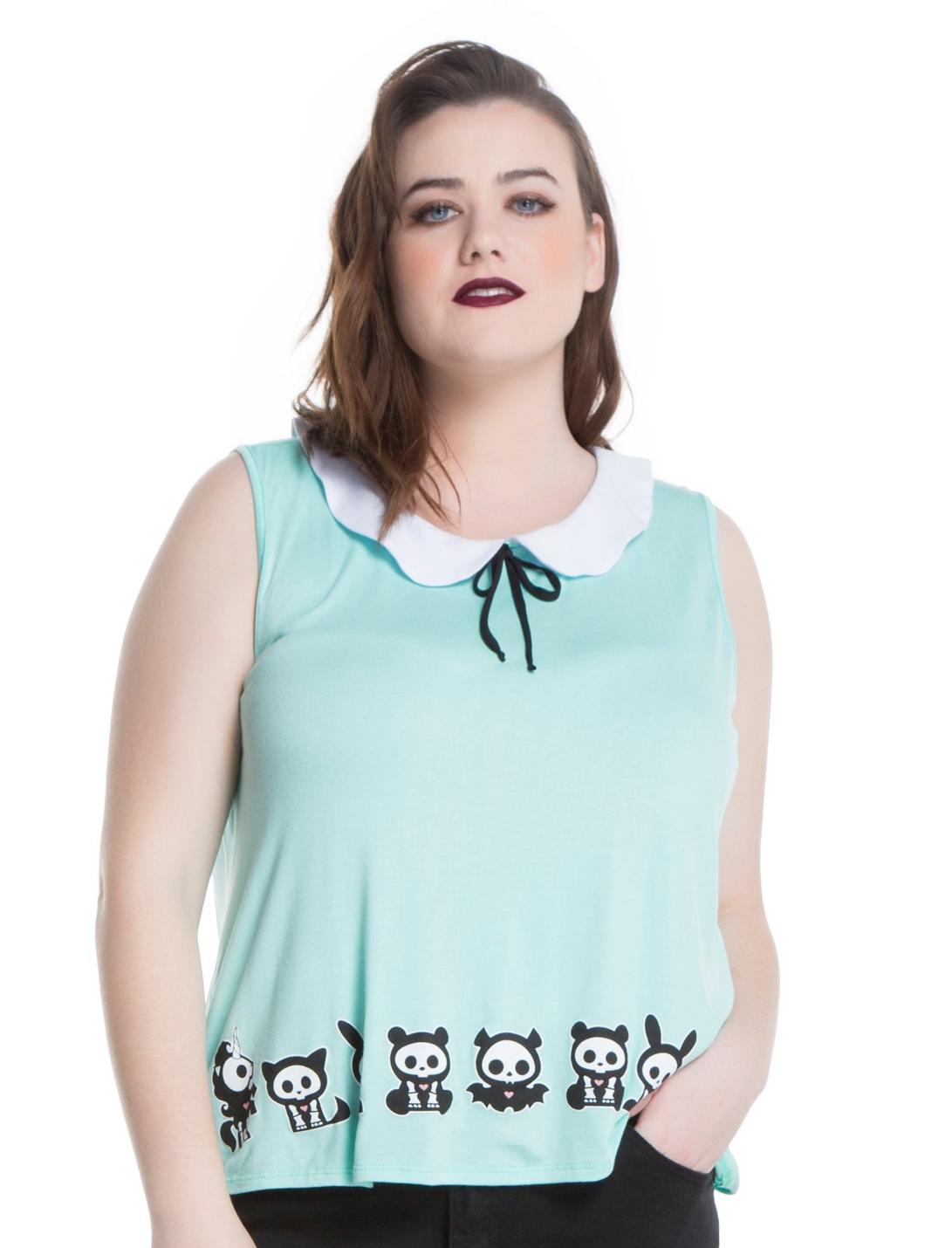 Skelanimals Mint Collar Girls Tank Top Plus Size, BLACK, hi-res