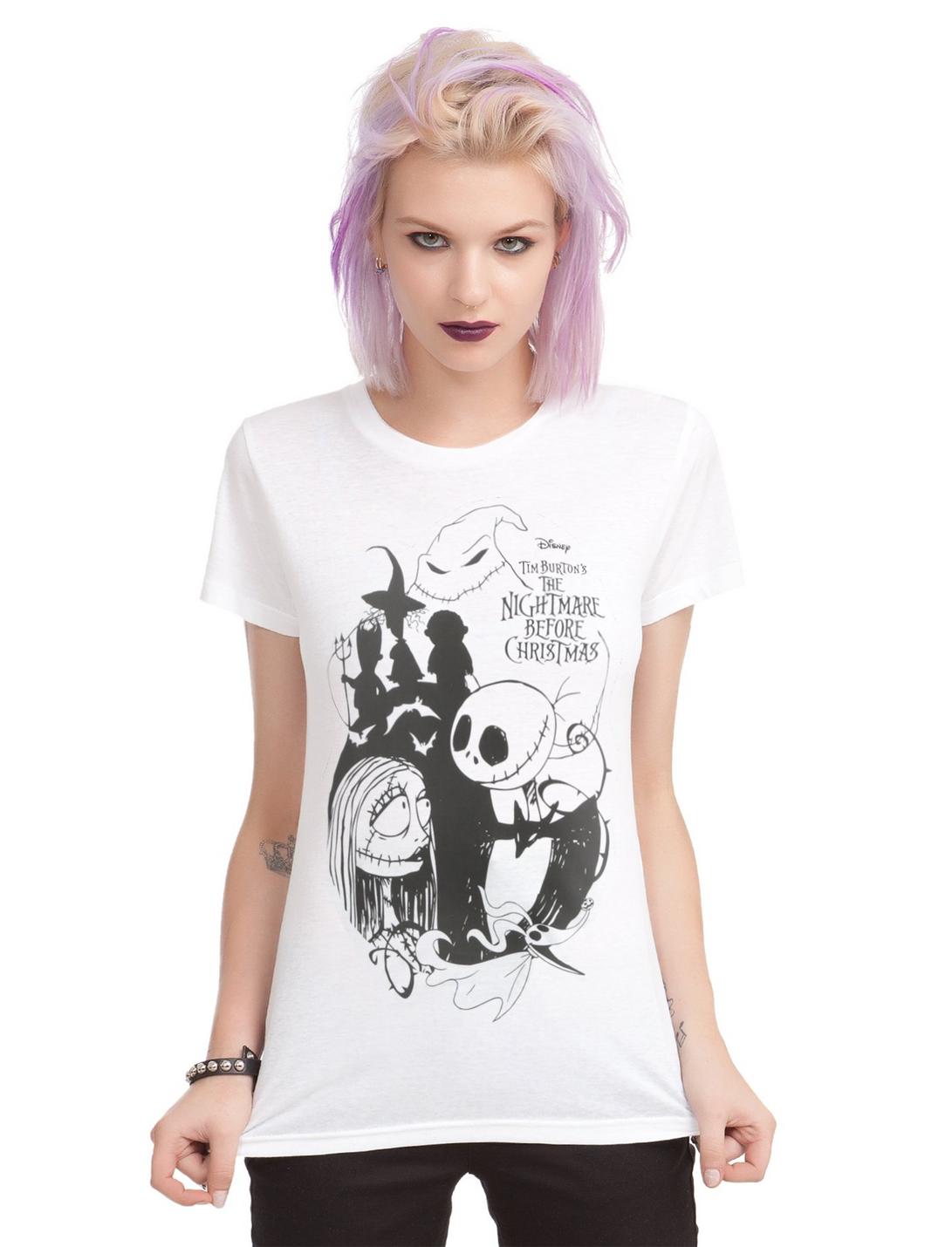 The Nightmare Before Christmas Group Girls T-Shirt, GREY, hi-res