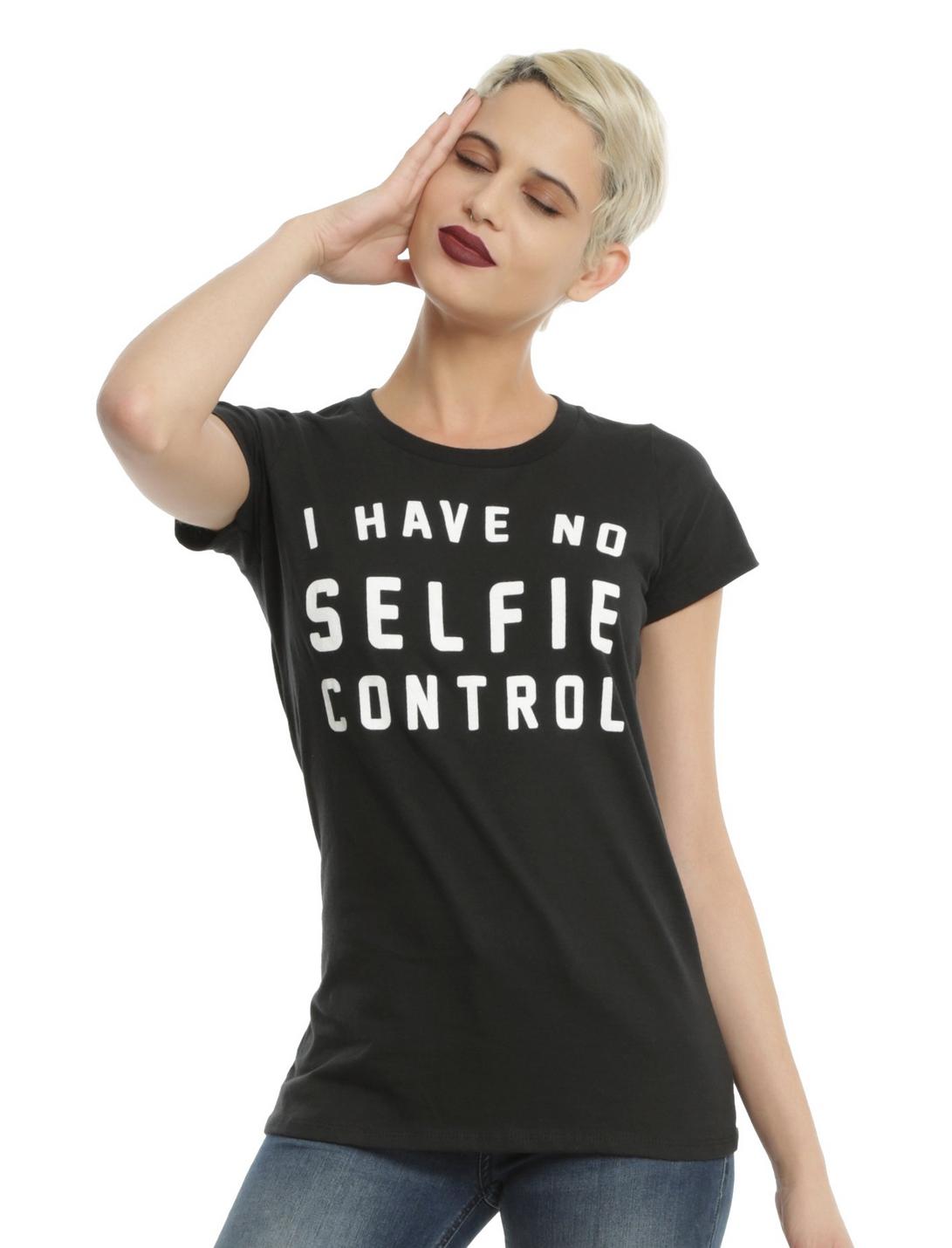 No Selfie Control Girls T-Shirt, BLACK, hi-res