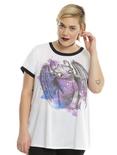 How To Train Your Dragon Toothless Watercolor Girls Ringer T-Shirt Plus Size, WHITE, hi-res
