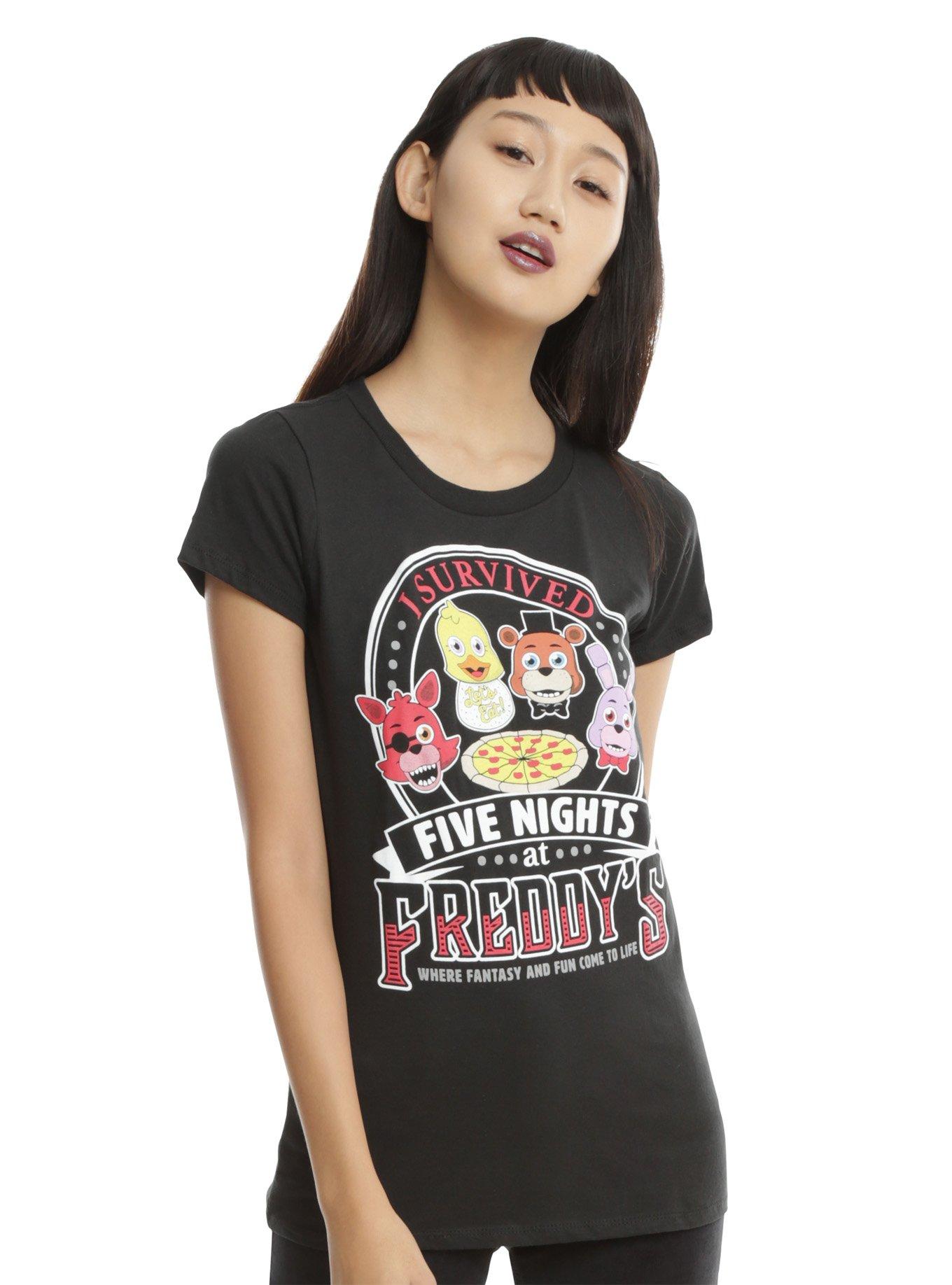 Five Nights At Freddy's I Survived Girls T-Shirt, BLACK, hi-res