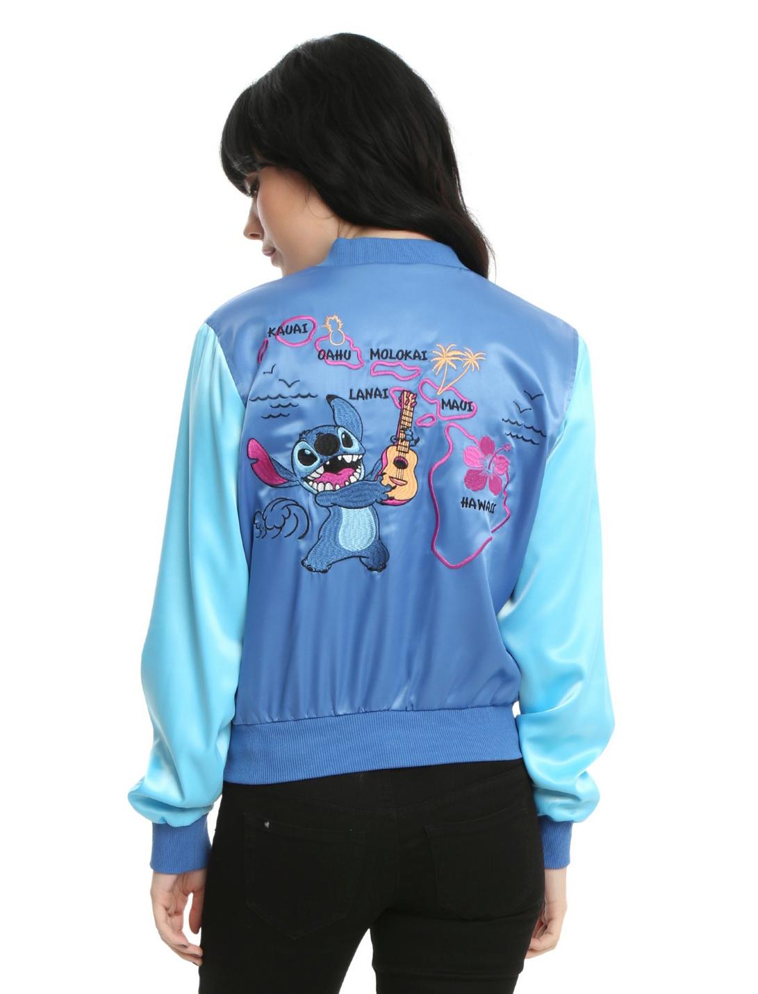 Disney Lilo & Stitch Hawaiian Girls Satin Souvenir Jacket, BLUE, hi-res