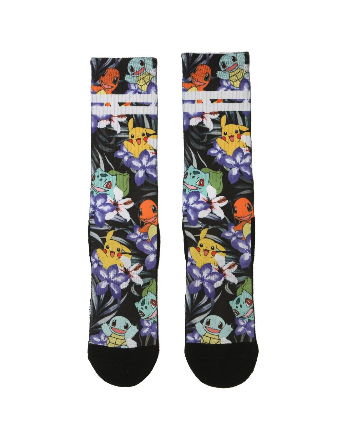 Pokemon Blue Floral Crew Socks, , hi-res